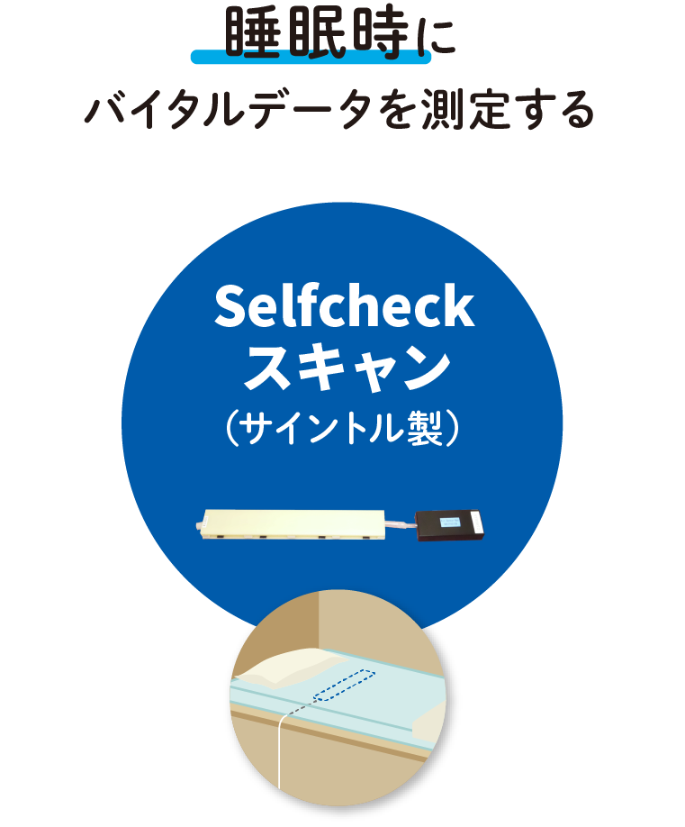 睡眠時にバイタルデータを測定する Selfcheckスキャン